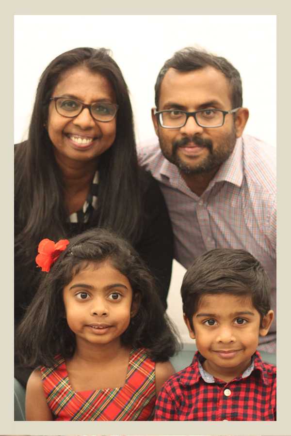 Portrait photo of a family of artists.