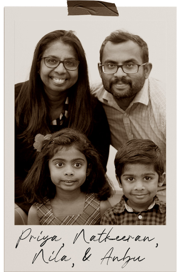 Portrait photo of a family of artists.
